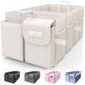 Ultimate Trunk Organizer for Cars and SUVs - Spacious, Foldable Storage Solution in Stylish Beige with Multiple Compartments
