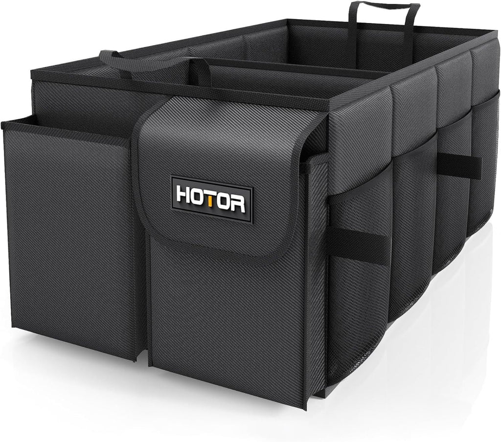 Ultimate Foldable Trunk Organizer for Cars - Black Storage Solution with 2 Spacious Compartments for SUVs & Sedans | Perfect for Tools, Groceries, and More