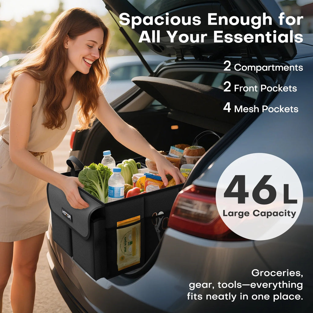 Maximize Your Space with Our Versatile Trunk Organizer - Large Capacity Car Storage Solution for Tools, Groceries, and More!