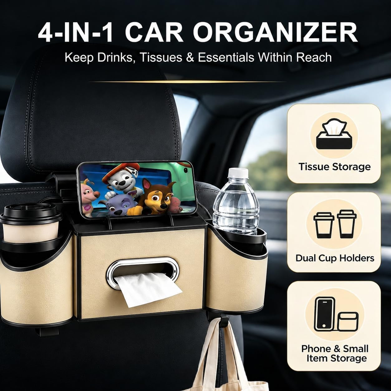 Transform Your Travel Experience with the 4-In-1 Multi-Pocket Car Organizer – Ultimate Back Seat Storage Solution for Every Journey