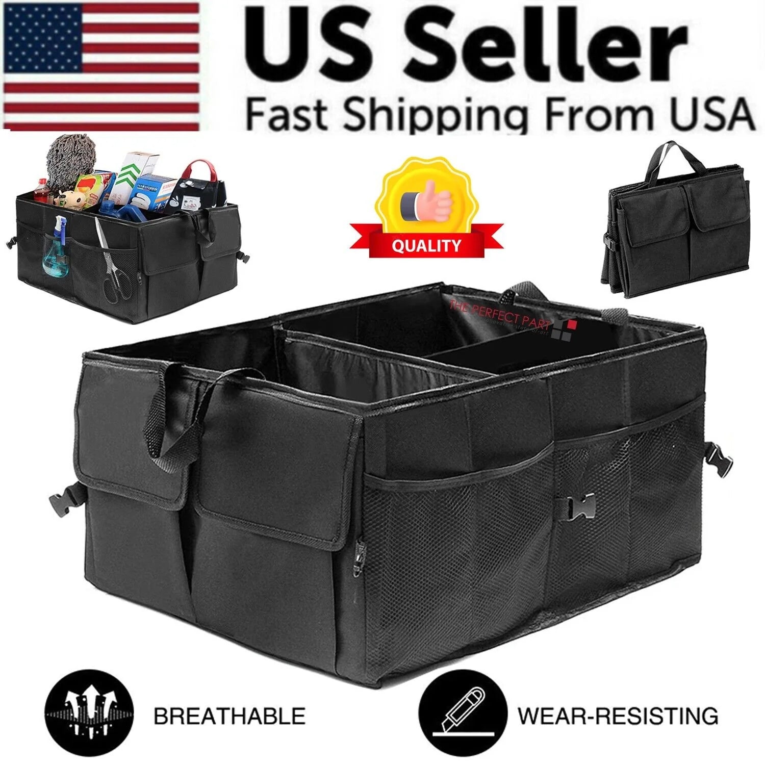 Ultimate Trunk Cargo Organizer - Folding Storage Bin for Cars, Trucks & SUVs - 40L Capacity