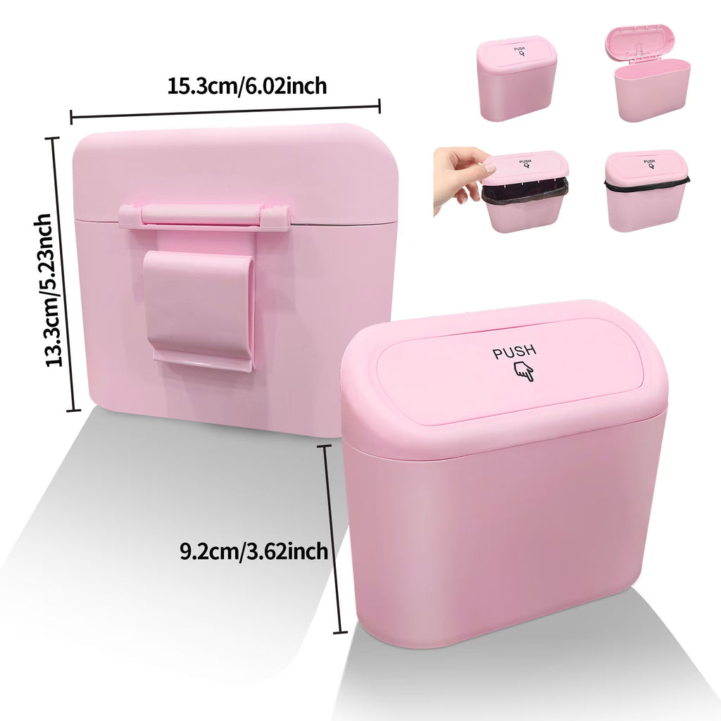 Stylish Pink Leak-Proof Car Trash Can with Lid - Includes 45 Trash Bags for Effortless Cleanliness and Organization