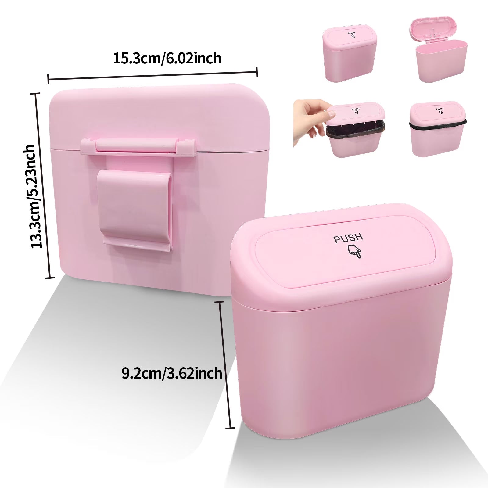 Stylish Pink Leak-Proof Car Trash Can with Lid - Includes 45 Trash Bags for Effortless Cleanliness and Organization