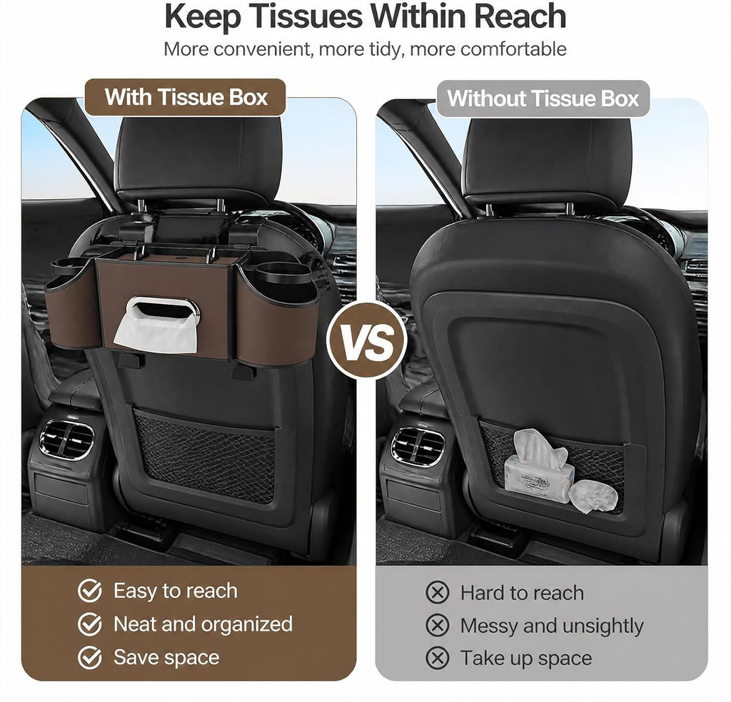 Maximize Your Car's Space with the 4-In-1 KARTAN Back Seat Organizer - Multifunctional and Stylish Storage Solution for Travel & Daily Use
