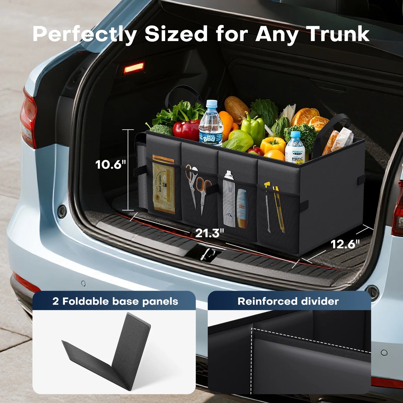 Maximize Your Space with Our Versatile Trunk Organizer - Large Capacity Car Storage Solution for Tools, Groceries, and More!