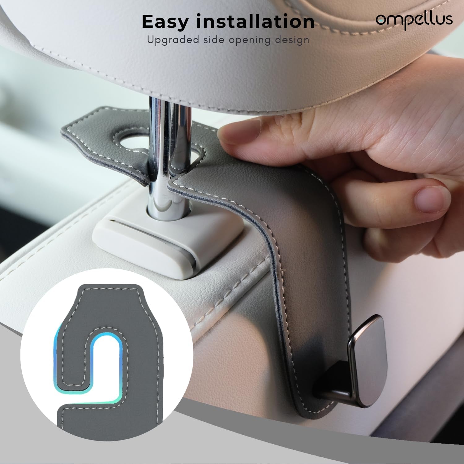 Transform Your Car with Our Stylish 2-Pack Leather Car Purse Holder Hooks - Easy Installation, Universal Fit, and 360-Degree Rotation for Ultimate Organization!