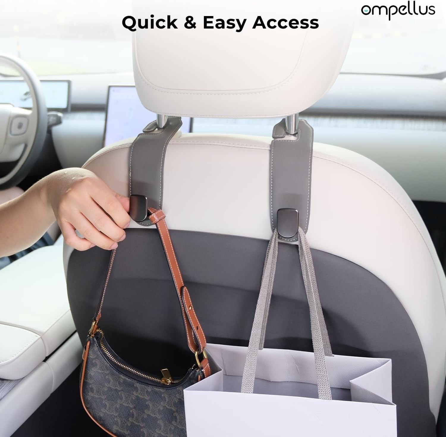 Transform Your Car with the Stylish and Functional 2-Pack Leather Car Purse Hooks - Easy Installation and Universal Fit!