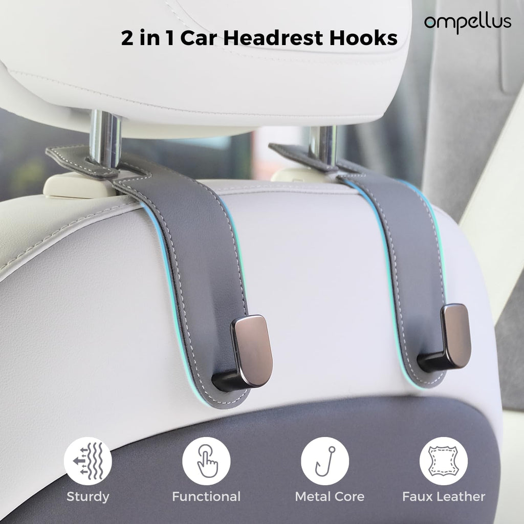 Transform Your Car with the Stylish and Functional 2-Pack Leather Car Purse Hooks - Easy Installation and Universal Fit!