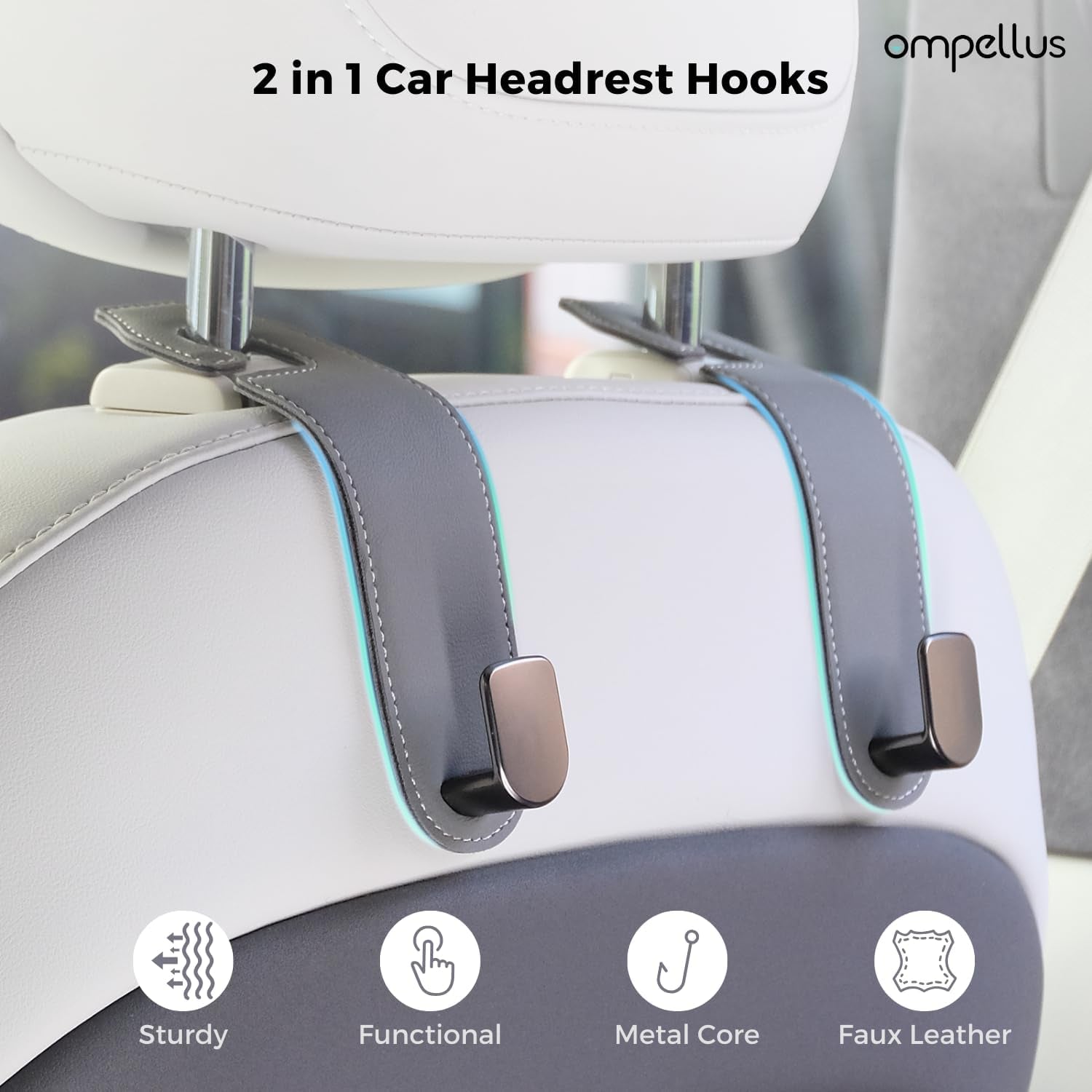 Transform Your Car with the Stylish and Functional 2-Pack Leather Car Purse Hooks - Easy Installation and Universal Fit!