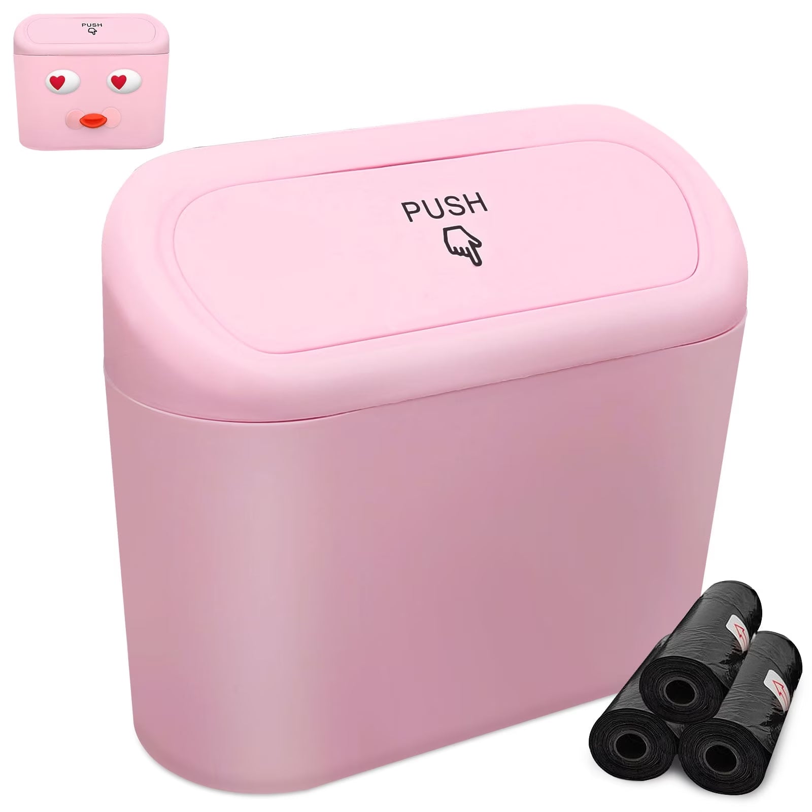 Stylish Pink Leak-Proof Car Trash Can with Lid - Includes 45 Trash Bags for Effortless Cleanliness and Organization