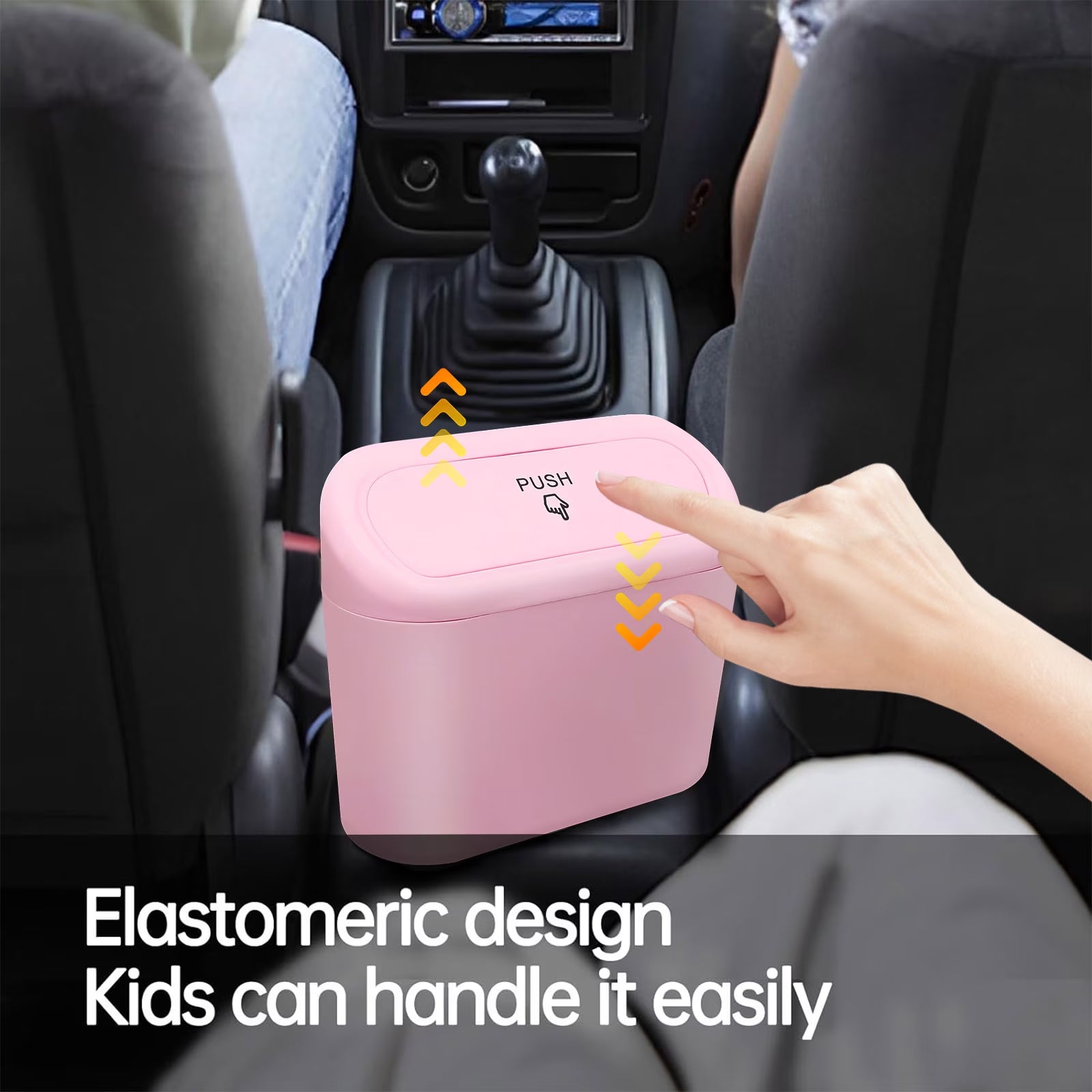 Stylish Pink Leak-Proof Car Trash Can with Lid - Includes 45 Trash Bags for Effortless Cleanliness and Organization