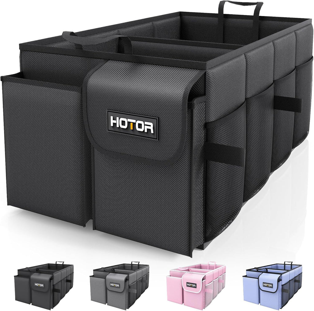 Ultimate Foldable Trunk Organizer for Cars - Black Storage Solution with 2 Spacious Compartments for SUVs & Sedans | Perfect for Tools, Groceries, and More