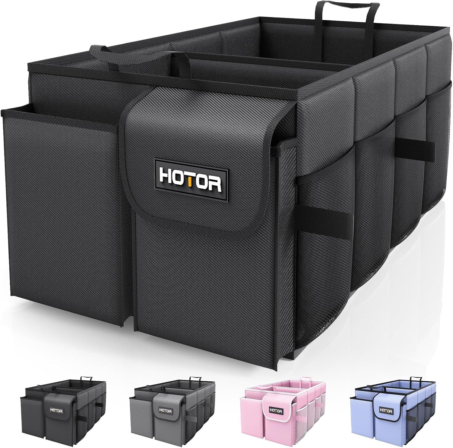 Ultimate Foldable Trunk Organizer for Cars - Black Storage Solution with 2 Spacious Compartments for SUVs & Sedans | Perfect for Tools, Groceries, and More