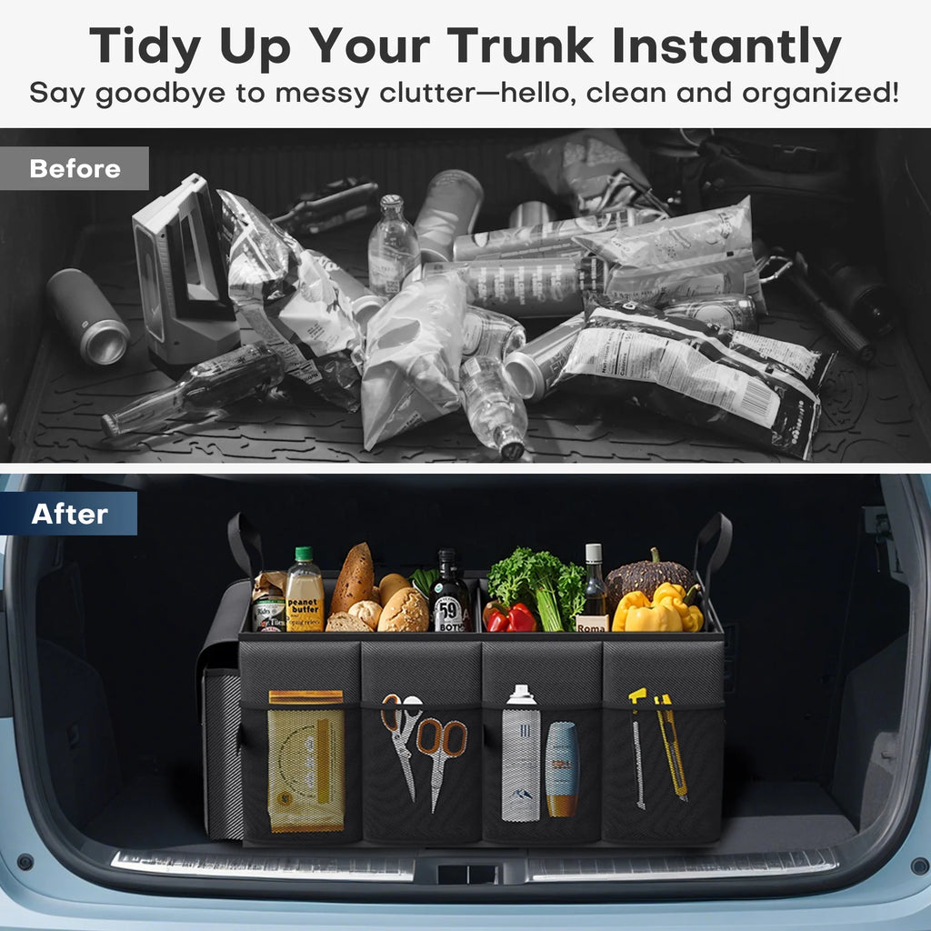 Maximize Your Space with Our Versatile Trunk Organizer - Large Capacity Car Storage Solution for Tools, Groceries, and More!