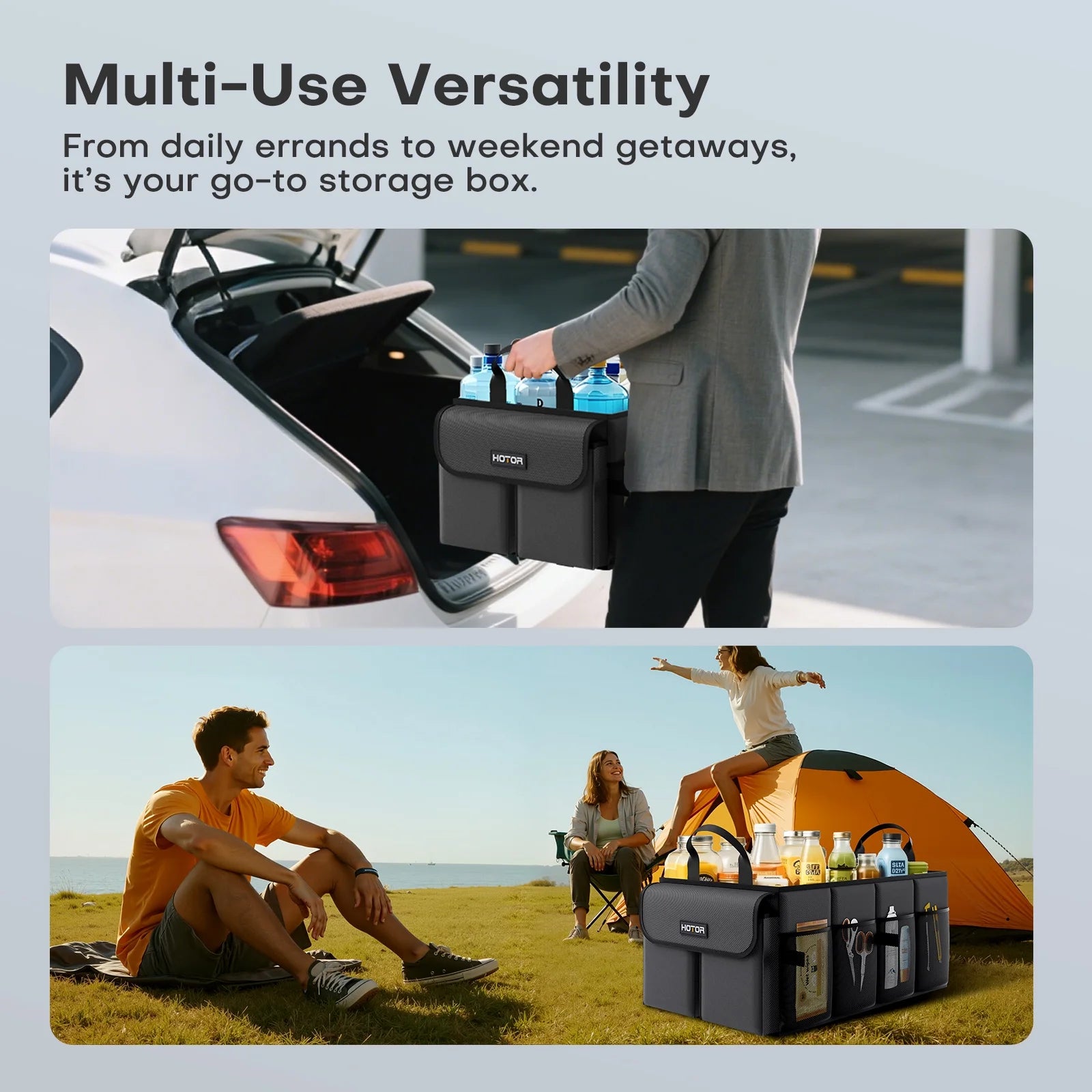 Maximize Your Space with Our Versatile Trunk Organizer - Large Capacity Car Storage Solution for Tools, Groceries, and More!