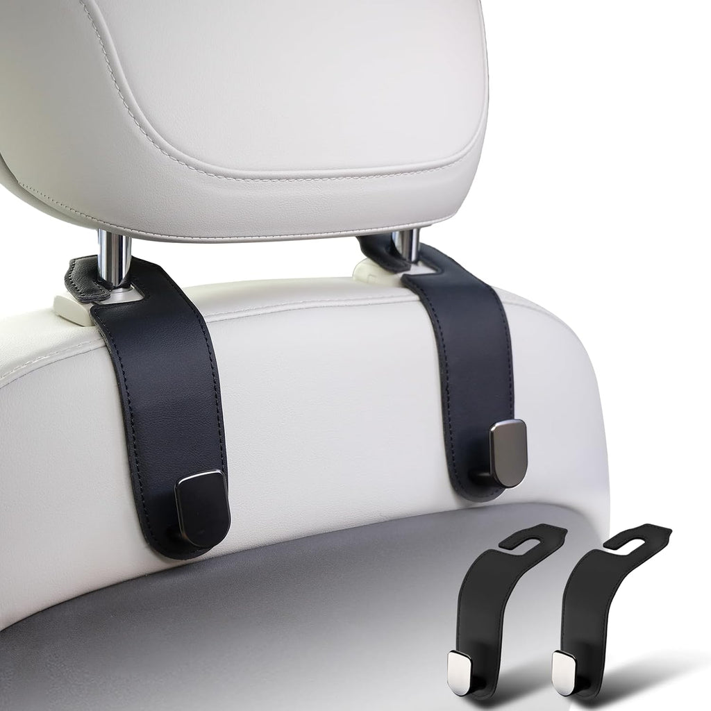 Transform Your Car with Our Stylish 2-Pack Leather Car Purse Holder Hooks - Easy Installation, Universal Fit, and 360-Degree Rotation for Ultimate Organization!