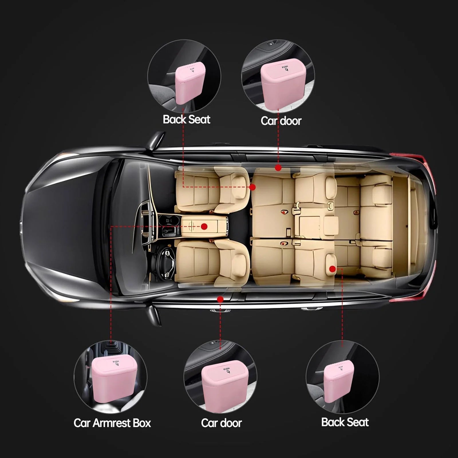 Stylish Pink Leak-Proof Car Trash Can with Lid - Includes 45 Trash Bags for Effortless Cleanliness and Organization