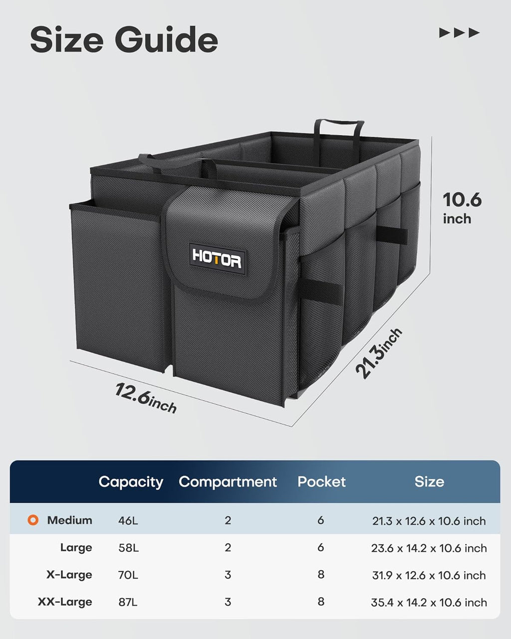 Ultimate Foldable Trunk Organizer for Cars - Black Storage Solution with 2 Spacious Compartments for SUVs & Sedans | Perfect for Tools, Groceries, and More